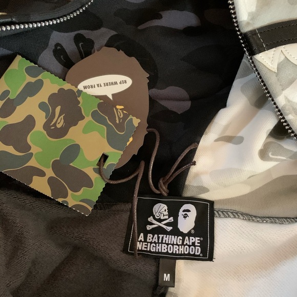 Bape A Bathing Ape X NBHD Shark Split Color Hoodie - Picture 3 of 8